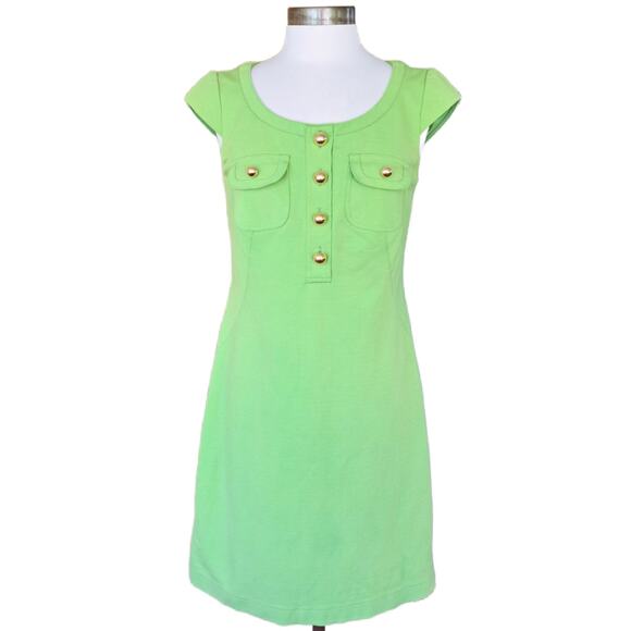 Kay Unger Cap Sleeve Reto Office Dress Size 8 Key Lime - Picture 1 of 7